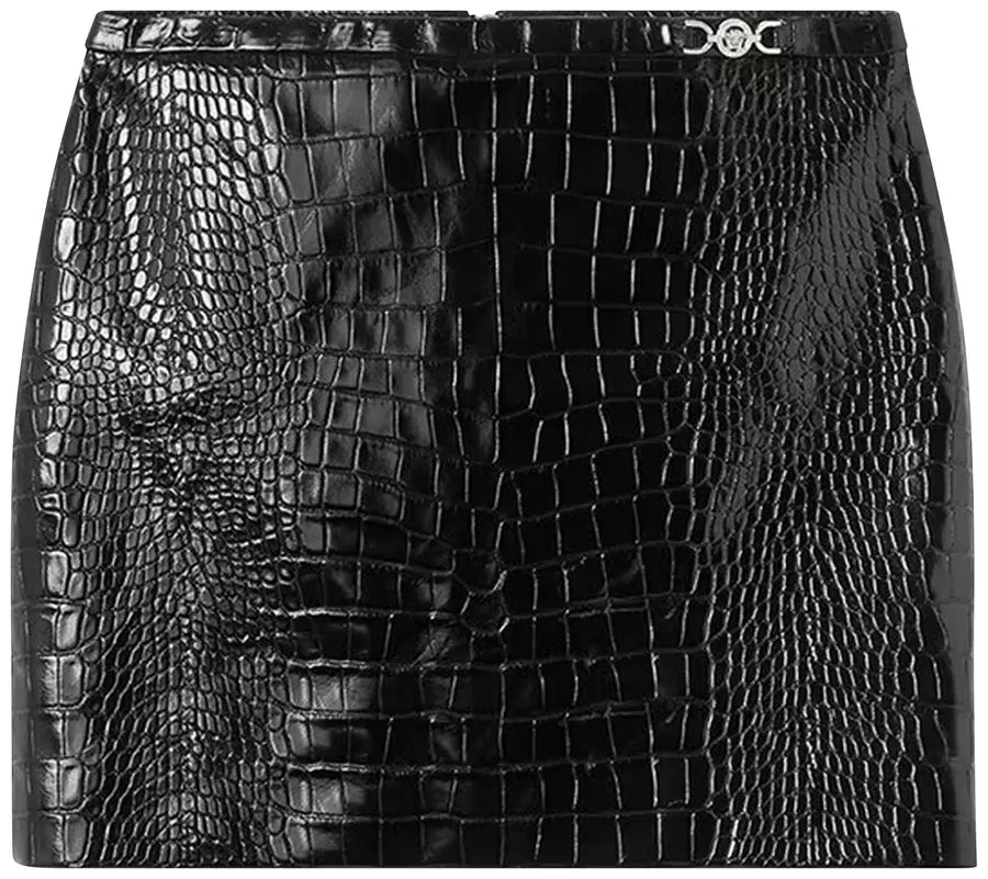 Versace Crocodile Effect Leather Miini Skirt 'Black'