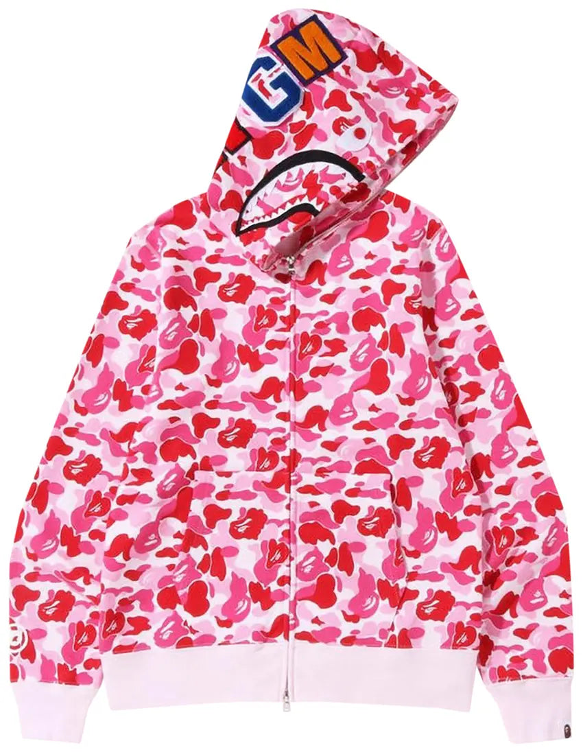 BAPE ABC Camo Shark Full Zip Hoodie 'Pink'