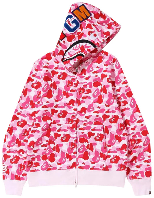 BAPE ABC Camo Shark Full Zip Hoodie 'Pink'
