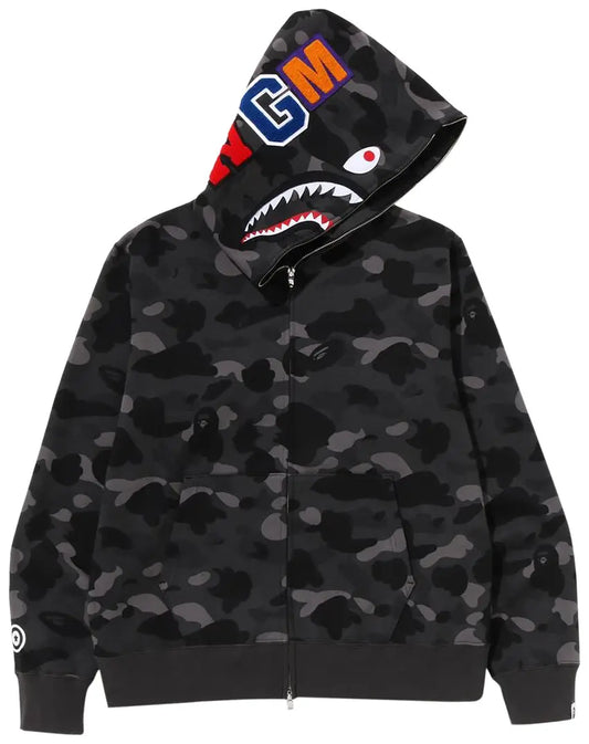 BAPE Color Camo Shark Full Zip Hoodie 'Black'