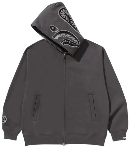 BAPE Hand Drawn Face Relaxed Fit Shark Full Zip Hoodie 'Grey'