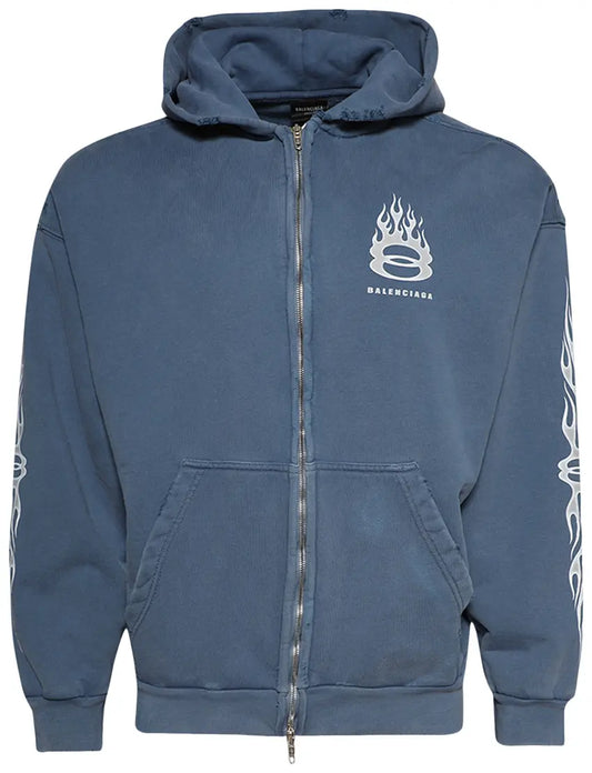 Balenciaga Zip-Up Hoodie 'Washed Out Blue'