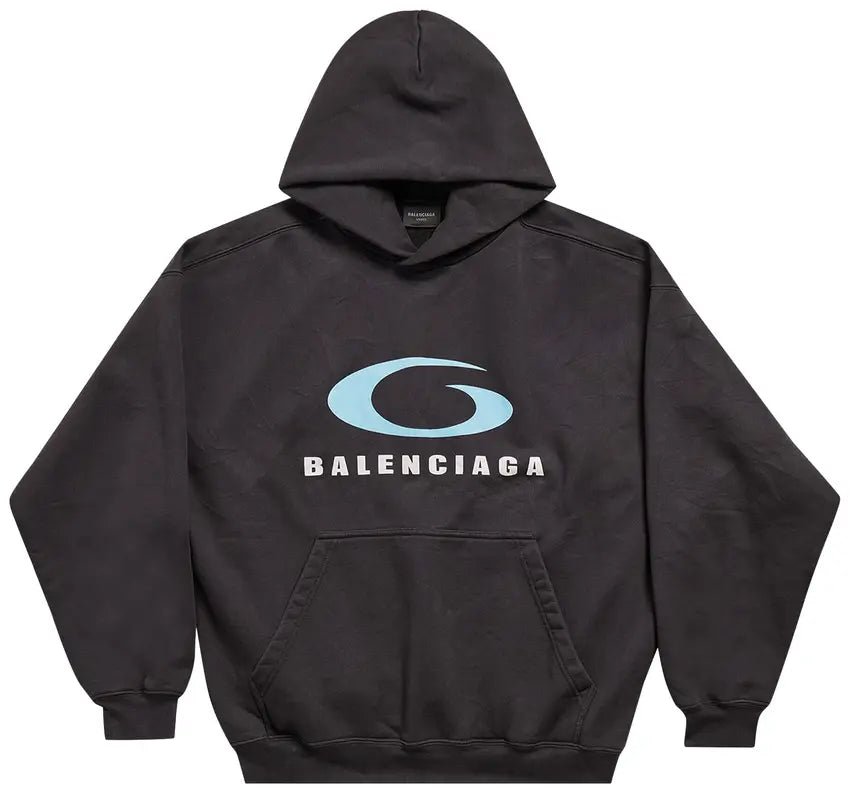 Balenciaga Medium Fit Hoodie 'Washed Black/Blue