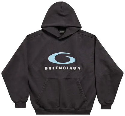 Balenciaga Medium Fit Hoodie 'Washed Black/Blue