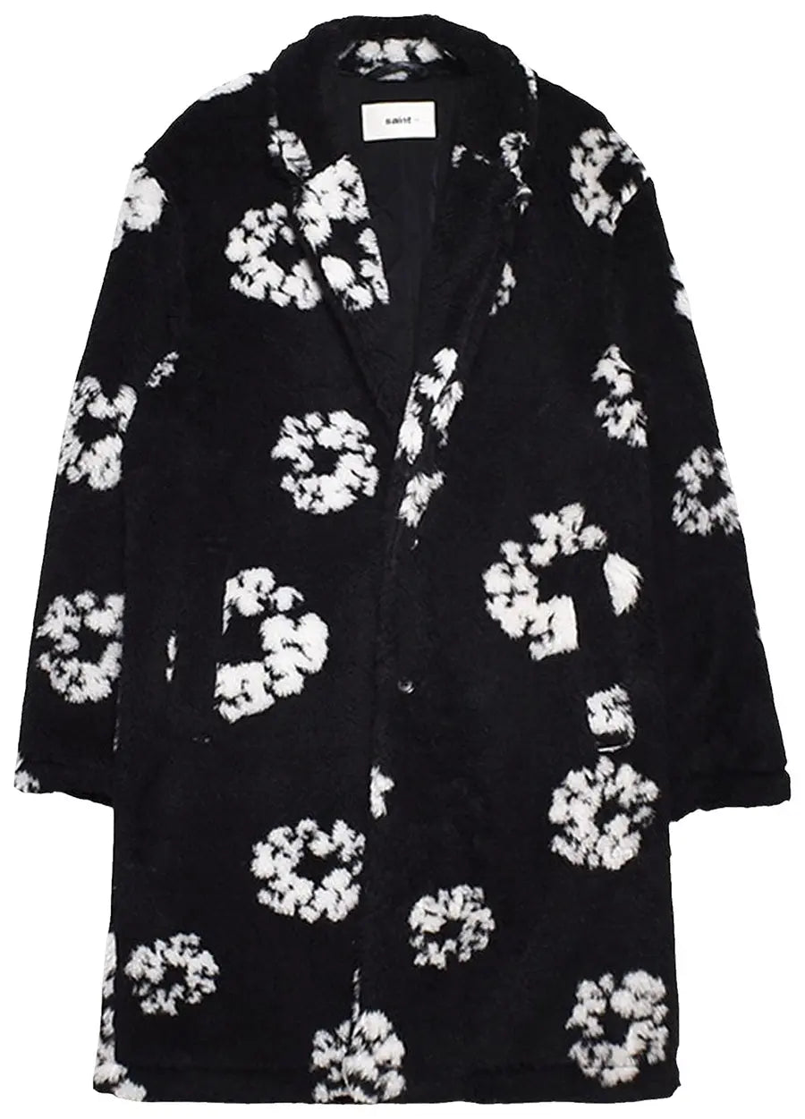 SAINT Mxxxxxx x Denim Tears Wreath Fur Coat 'Black'