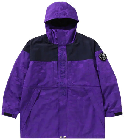 BAPE Solid Camo Jacquard Long Coat 'Purple'