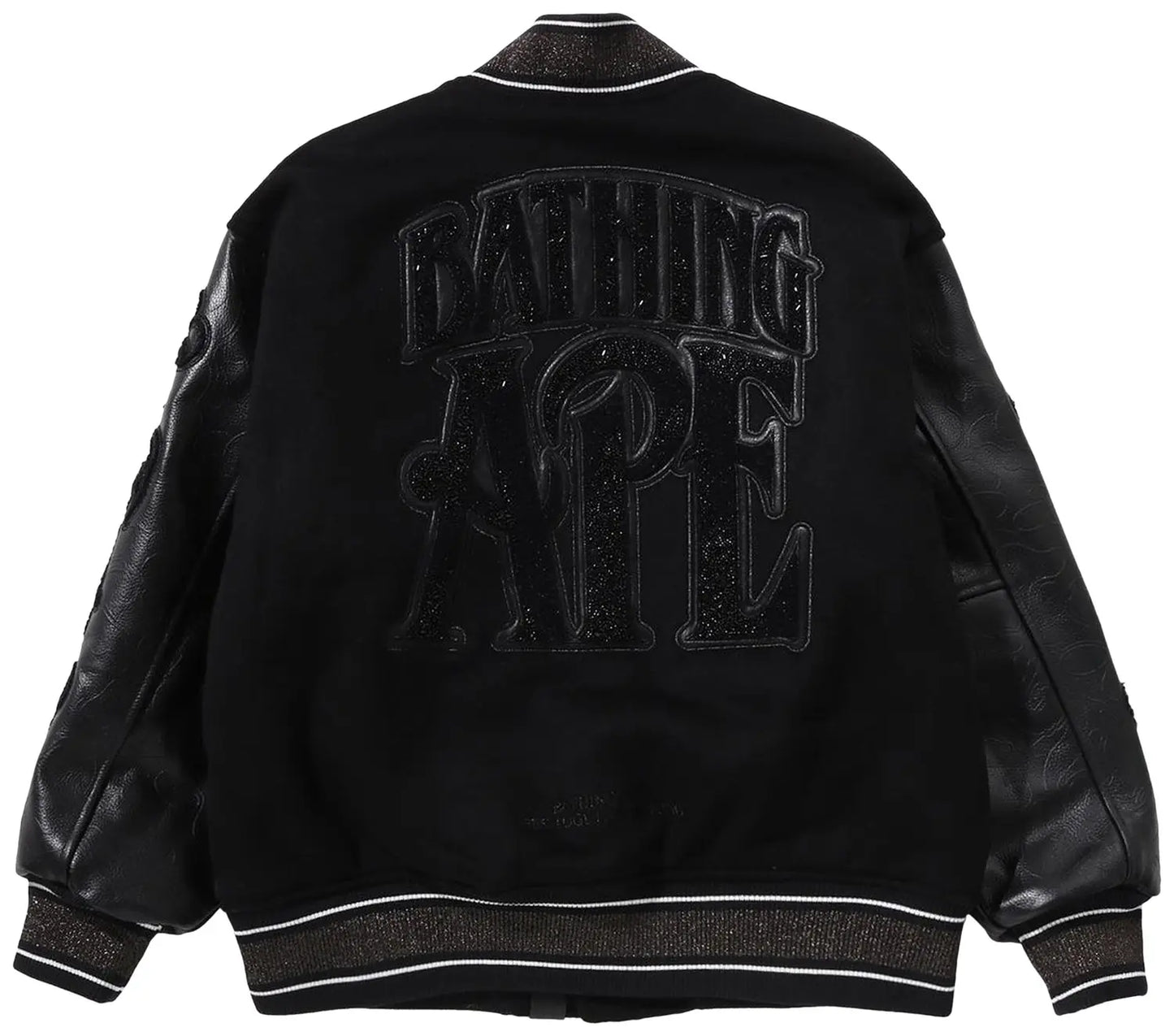 BAPE Camo Logo Wool Varsity Jacket 'Black'