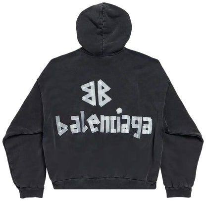 Balenciaga Ripped Pocket Hoodie 'Faded Washed Black'