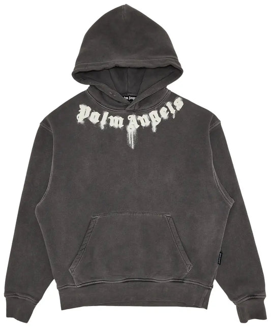 Palm Angels Neck Logo Hoodie 'Dark Grey/Off White'
