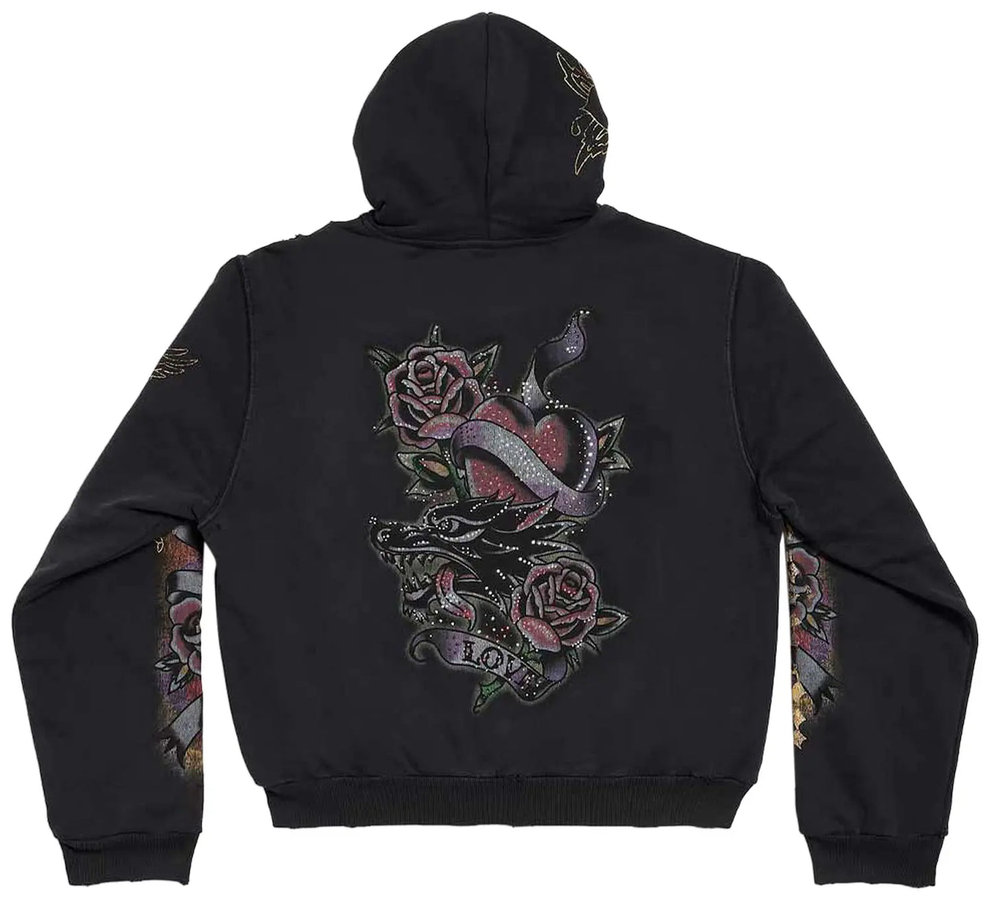 Balenciaga Tacky Tattoo Zip-Up Hoodie 'Faded Washed Black'