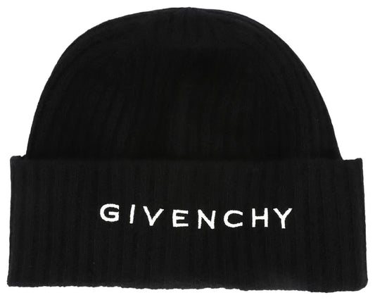 Givenchy Ribbed Embroidered Logo Beanie 'Black White'