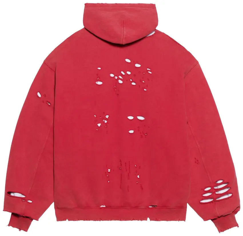 Balenciaga Destroyed Hoodie 'Raspberry/White'