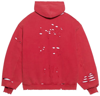 Balenciaga Destroyed Hoodie 'Raspberry/White'