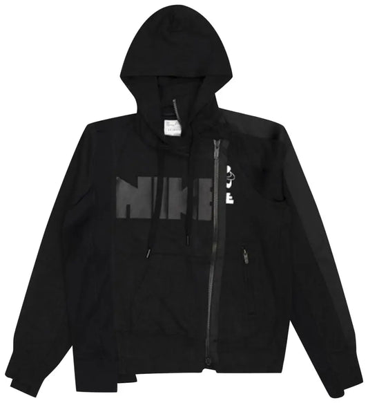 Nike x Sacai Double-Zip Hoodie 'Black/Dark Obsidian'