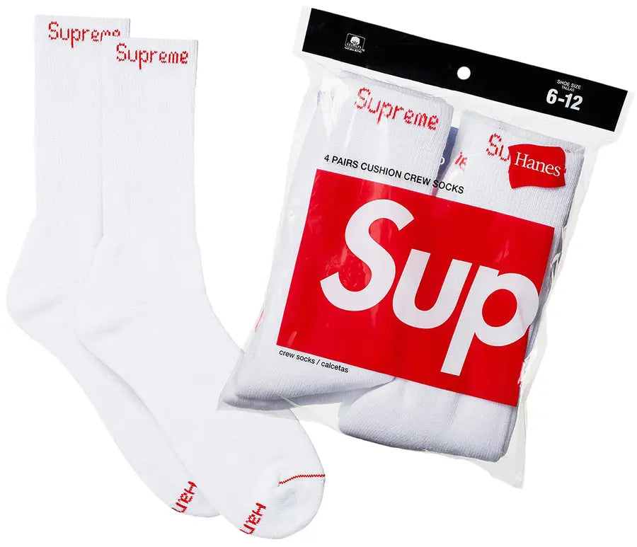 Supreme x Hanes Crew Socks (4 Pack) 'White'