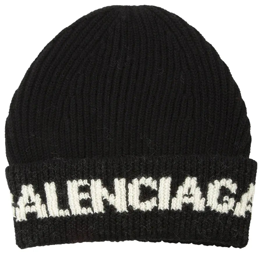 Balenciaga Logo Beanie 'Black/White'