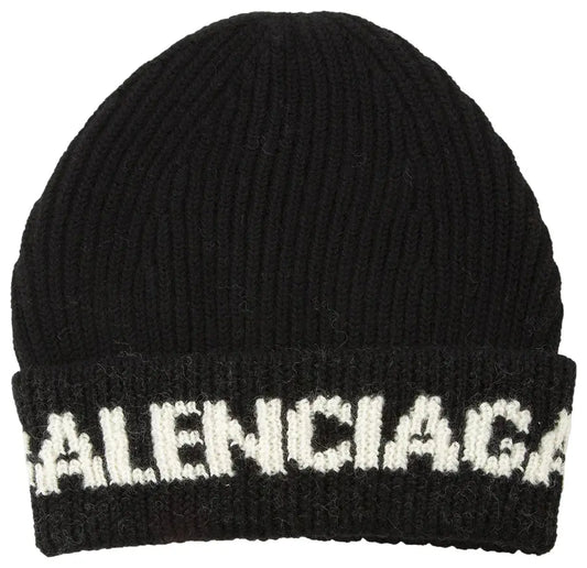 Balenciaga Logo Beanie 'Black/White'